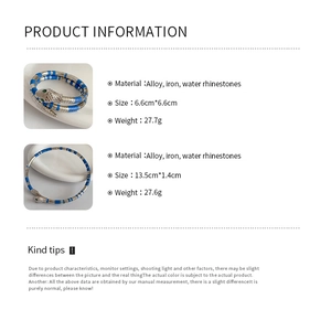 Detailed size and material specification sheet for the layered snake-shaped bracelet set