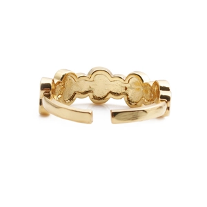 Adjustable gold wave ring for women crafted in high-quality copper with enamel finish