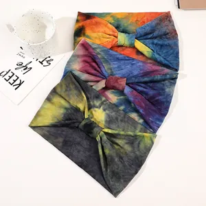 Three-piece tie-dye knotted sports headbands with high elasticity and sweat absorption