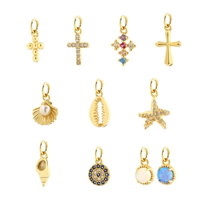 925 Sterling Silver DIY Pendant Accessories Cross Shell Starfish Evil Eye Zirconia Charms For Necklace Bracelet Making Jewelry Findings