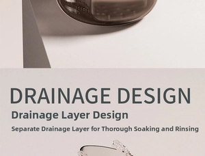 Detail of the orthodontic retainer case featuring a removable drainage layer for easy rinsing