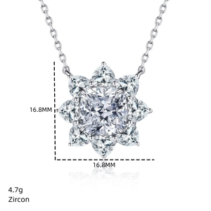 Detailed view of the sunflower pendant with 16.8mm diameter and zircon stones