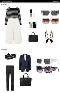 Fashion lookbook featuring square sunglasses with casual wear and stylish accessories