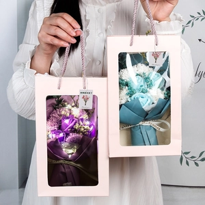 Detailed soap flower gift box with LED fairy lights and teacher appreciation card