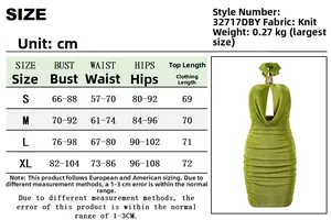 Tableau des tailles pour robe mini à licou avec mesures en cm pour chaque taille