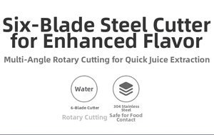 Detail showing 6-blade 304 stainless steel cutter head for multi-angle blending performance