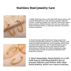 Detailed care guide for gold C-shaped stainless steel earrings with maintenance tips