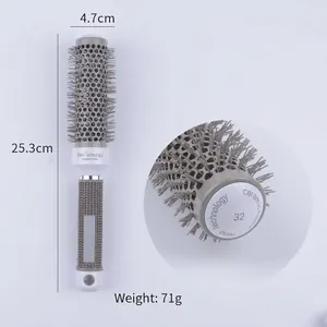 Detail view of professional ceramic ionic round brush with 4.7cm diameter and dimensions
