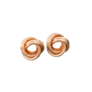 Boucles d'oreilles nœud d'amour torsadées minimalistes en or rose poli pour femme