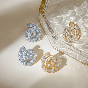 Spiraal Knopoorbellen 18K Verguld Roestvrij Staal Imitatieparel Strass Verfijnd Minimalistisch Slakvorm Voor Dames