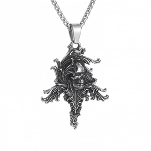 Collana Con Pendente Teschio Croce Drago Stile Punk Gotico Con Pendente In Lega E Catena In Acciaio Inossidabile Argento Retrò