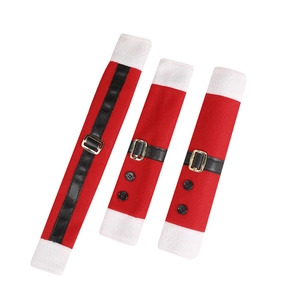 Three-piece Christmas Santa suit style appliance handle covers for fridge and oven