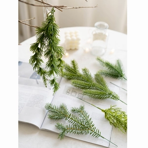 Artificial PE pine needles and green branches for DIY Christmas tree wreath decoration