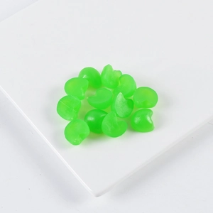Mini translucent green heart-shaped PVC fruit charms for DIY cake and craft projects