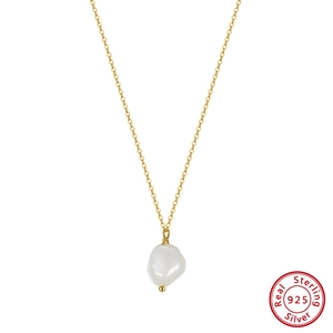Baroque Freshwater Pearl Pendant Necklace 925 Sterling Silver Chain Elegant Minimalist Jewelry For Women