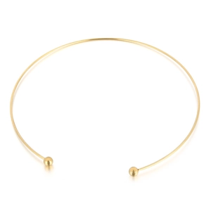 Gold minimalist titanium steel torque necklace with detachable screw beads for women