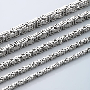Polished stainless steel Byzantine king chains in multiple thicknesses for hip hop style