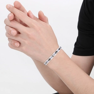 Bracelet magnétique en acier tungstène hip-hop avec strass colorés et céramique noire
