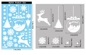 Guide des tailles pour stickers de Noël avec mesures des flocons et des rennes