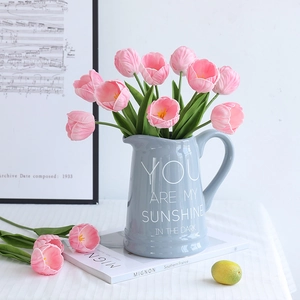 Artificial Tulip Flowers Real Touch PU Fake Flower Bouquet For Home Wedding Decoration Lifelike Floral Arrangement