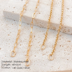 14K gold plated stainless steel paperclip and rolo chain necklaces 40+5cm length