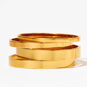 Minimalist gold plated stainless steel bangles set of 4 with high polished finish