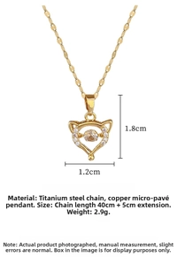 Detailed view of fox pendant size 18x12mm with titanium steel chain 40+5cm length