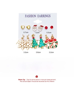 Detailed size and weight chart for the Christmas holiday theme alloy earring set