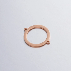 Polished rose gold stainless steel circular connector pendant with dual link holes