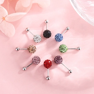 S925 sterling silver ball stud earrings with colorful rhinestones in a circular layout