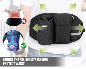 Detail view of the ergonomic mesh running belt showing waist support and hydration pocket