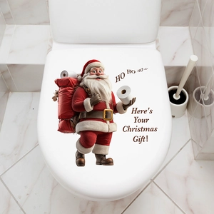 Sticker Noël drôle Père Noël avec papier toilette autocollant étanche pour salle de bain
