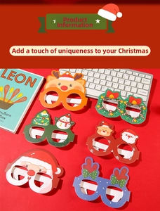 Détail de 6 montures de lunettes de Noël festives avec motifs Père Noël et renne