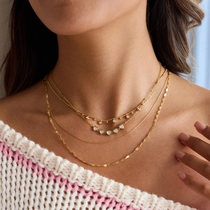 Heart Pendant Necklace 18K Gold Plated Stainless Steel Zircon Chic Waterproof Hypoallergenic For Women