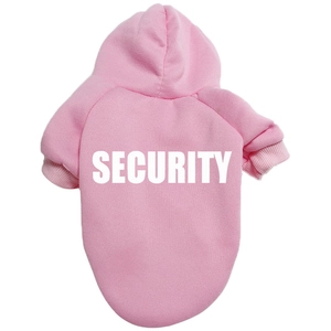 Pink security dog hoodie made of warm fleece fabric for large dogs in autumn winter season