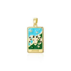 Pendente Ariete placcato oro 18k con smalto colorato e cristalli brillanti