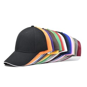 Multi-color sandwich structure baseball caps with curved brim in twelve solid vibrant tones