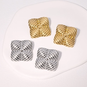 Boucles D'Oreilles Carrées Texturées En Acier Inoxydable Plqué Or 18K Bijoux Géométriques Vintage Pour Femmes
