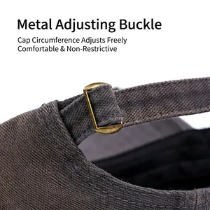 Casquette de baseball en jean délavé gris avec boucle de réglage en métal bronze chic