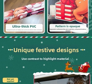 Close-up of thick PVC static Christmas window stickers showing high transparency and durability