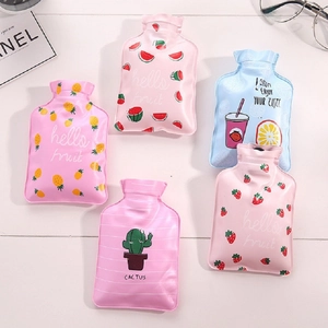 Mini Hot Water Bottle PVC Hand Warmer Portable Cartoon Fruit Pattern Leak Proof Winter Warming Bag For Kids Adults