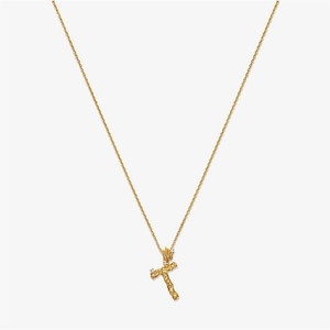Detailed view of golden S925 silver T-letter pendant with vintage geometric texture
