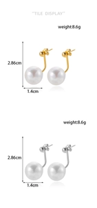 Dimensions détaillées des boucles d'oreilles perles en or et argent, 2,86cm x 1,4cm