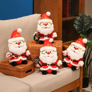 Poupée En Peluche Père Noël Jouet Rembourré Décoration De Noël Ornement Festif Avec Lunettes Et Accessoires De Fête
