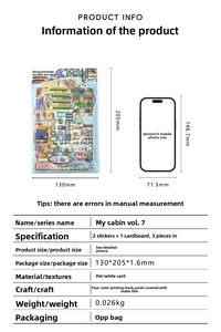 Detailed size specifications for My Small House Series 7 DIY stickers and card set