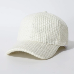 Casquette de baseball en tricot blanc chaud pour hommes et femmes en faux mohair