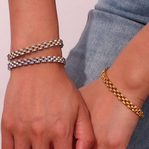 6mm stainless steel watch strap style bracelets in gold, silver, and two-tone finishes
