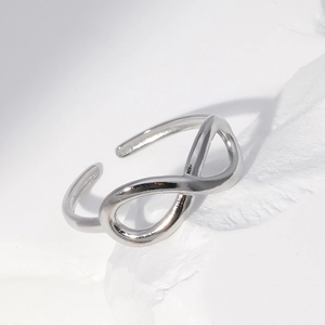 Infinity Symbol Ring Stainless Steel Tarnish Resistant Adjustable Open Band Minimalist Dainty Jewelry For Women Daily Wear