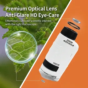 Portable handheld children's microscope with 60x-120x zoom for science experiments