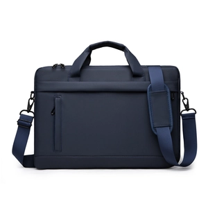 Waterproof navy blue laptop briefcase for 15-16 inch with handle and shoulder strap